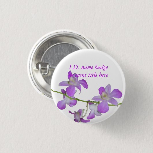 Levendige bloemen, naam badge ronde button 3,2 cm (Voorkant /achterkant)
