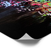 Levendige bloemen op zwart afdrukken poster (Hoek)