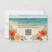 Levendige Bloemen Strand QR Code RSVP Kaart (Voorkant)