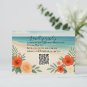 Levendige Bloemen Strand QR Code RSVP Kaart (Staand voorkant)