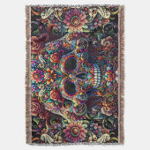 Levendige Bloemen Super Suiker Schedel Deken (Voorkant Verticaal)