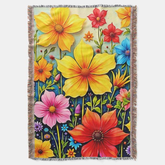 Levendige Bloemen: Tuin van Vreugde Kunst Deken (Voorkant Verticaal)