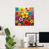 Levendige Bloemen: Tuin van Vreugde Kunst Poster (Thuiskantoor)