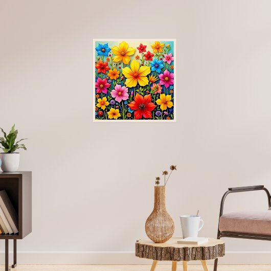 Levendige Bloemen: Tuin van Vreugde Kunst Poster (Woonkamer 3)