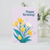 Levendige Bloemen Verjaardag Kaart met Happy Birth (Staand voorkant)