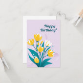 Levendige Bloemen Verjaardag Kaart met Happy Birth (Voorkant / Achterkant in situ)