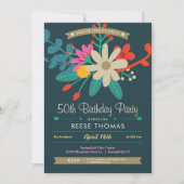 Levendige Bloemen Verjaardag Uitnodiging (Voorkant)