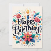 Levendige Bloemen Verjaardag Uitnodiging - Lichte (Voorkant)