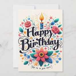 Levendige Bloemen Verjaardag Uitnodiging - Lichte 