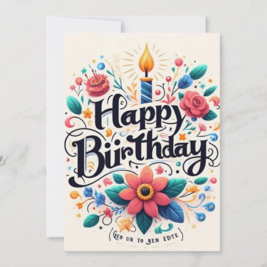 Levendige Bloemen Verjaardag Uitnodiging - Lichte (Voorkant)