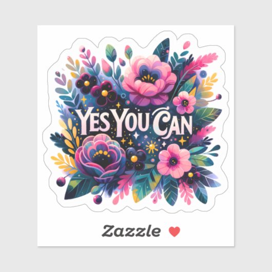 Levendige bloemen viering van kracht sticker (Vel)