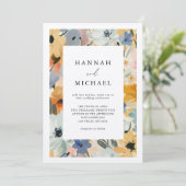 Levendige Bloemen Waterverf Bloemen Huwelijk Kaart (Staand voorkant)