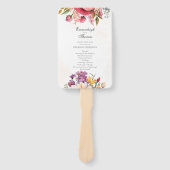 Levendige Bloemen Waterverf Trouwprogramma Handwaaier (Voorkant)