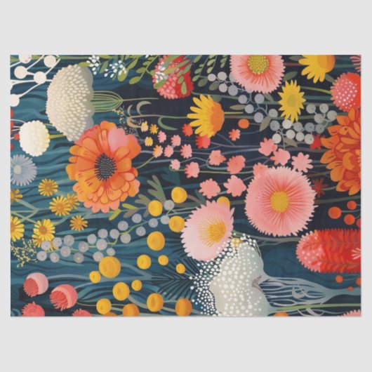 Levendige Bloemen Wildflower Schilderij Decoupage Tissuepapier (Voorkant)