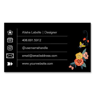 Levendige bloemen Wildflowers & Honey Bee Magnetisch Visitekaartje