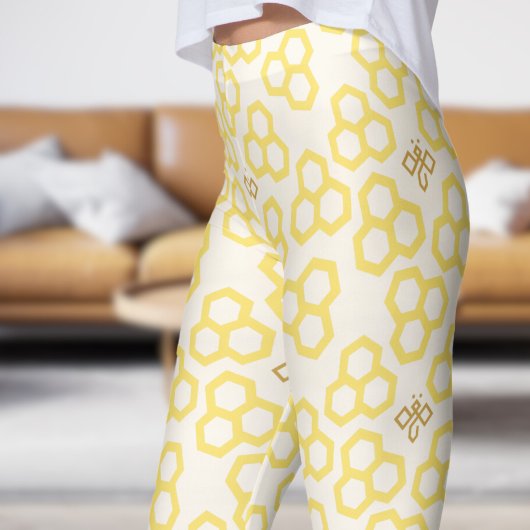Levendige Bloemen Witte Honing Home Patroon Leggings