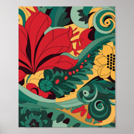 Levendige bloemenabstractie poster