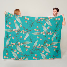 Levendige bloemenblauwe tuin voor waterverf liefhe fleece deken