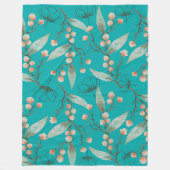 Levendige bloemenblauwe tuin voor waterverf liefhe fleece deken (Voorkant)