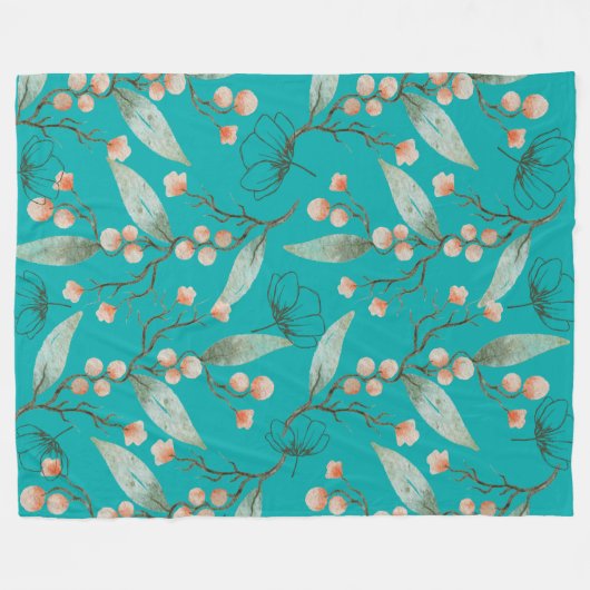 Levendige bloemenblauwe tuin voor waterverf liefhe fleece deken (Voorkant (Horizontaal))