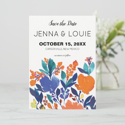 Levendige bloemenbloei Save the Date Uitnodiging (Staand voorkant)