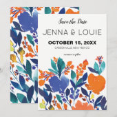 Levendige bloemenbloei Save the Date Uitnodiging (Voorkant / Achterkant)