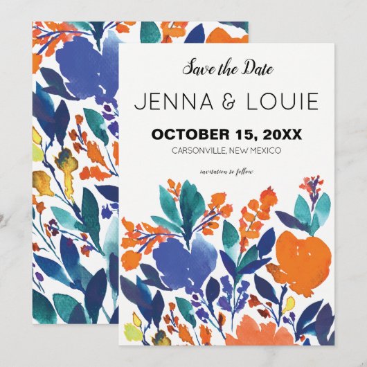 Levendige bloemenbloei Save the Date Uitnodiging (Voorkant / Achterkant)