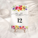Levendige bloemenbruiloft kaart<br><div class="desc">Leg de essentie van elegantie vast met ons Vibrant Floral Wedding Table Number. Deze voortreffelijke uitnodiging heeft levendige tinten en ingewikkelde bloemige design, waardoor een visueel verbluffend meesterwerk ontstaat. De waterverf-techniek voegt een vleugje artistiek en verfijnd toe, waarmee de toon wordt gezet voor een chique en stijlvol vrijgezellenfeest. Elk blad...</div>