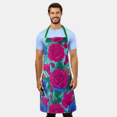Levendige bloemenculinairschort schort (Gedragen)