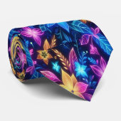 Levendige bloemendans in neontinten van verwonderi stropdas (Opgerold)