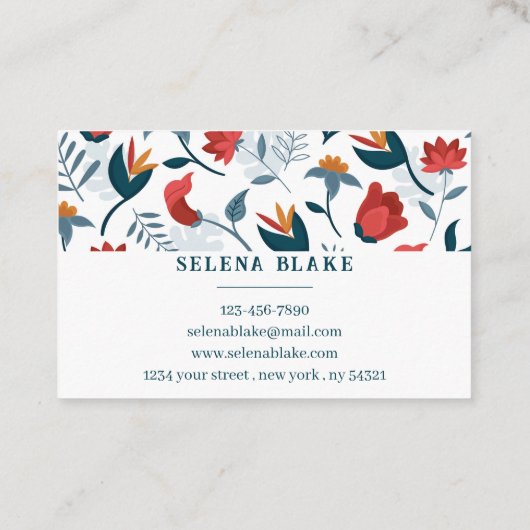 Levendige bloemenelegantie | Chique en modern Visitekaartje (Achterkant)