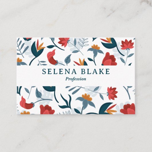 Levendige bloemenelegantie | Chique en modern Visitekaartje (Voorkant)
