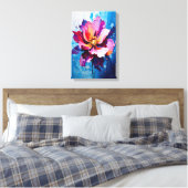 Levendige bloemenexplosie Abstracte bloemkunst Canvas Afdruk (Insitu (Slaapkamer))