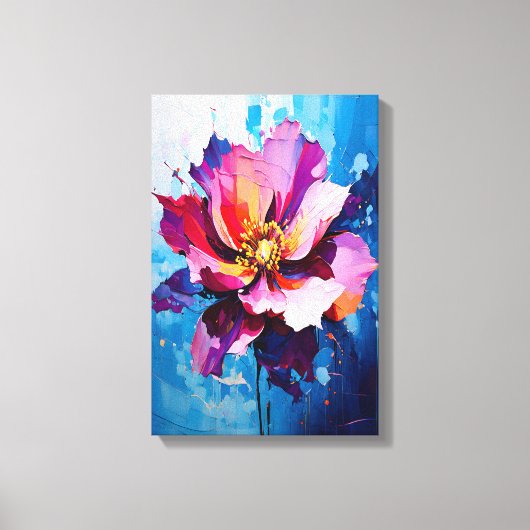 Levendige bloemenexplosie Abstracte bloemkunst Canvas Afdruk (Voorkant)