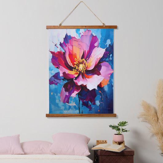 Levendige bloemenexplosie Abstracte bloemkunst Hangend Wandkleed (Slaapkamer)