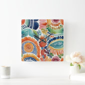 Levendige bloemenexplosie: Waterverf wandklok (Huis)