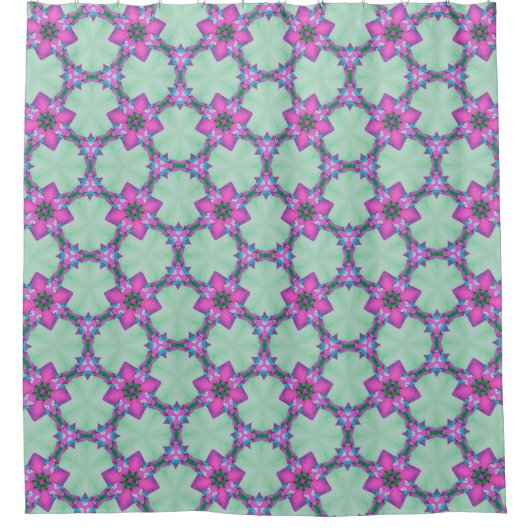 Levendige bloemengeometrische douchegordijn (Voorkant)