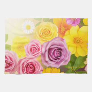 Levendige Bloemengradiënt Kunst – Roze Geel Paars Theedoek