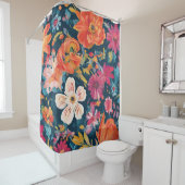 Levendige bloemengrafische kunst douchegordijn (In situ)