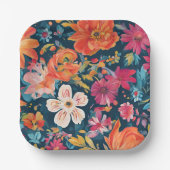 Levendige bloemengrafische kunst papieren bordje (Voorkant)
