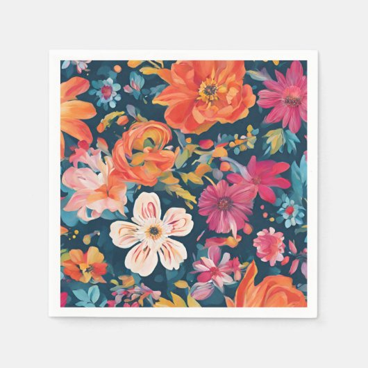 Levendige bloemengrafische kunst servet (Voorkant)