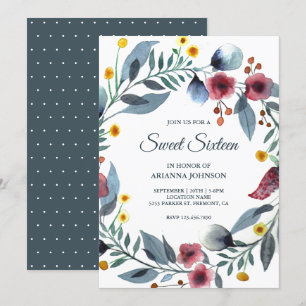 Levendige bloemenkrans 16e verjaardag Sweet Sixtee Kaart