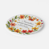 Levendige bloemenkrans baby shower aangepaste teks papieren bordje (Gekanteld)