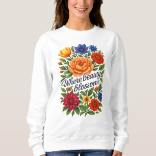 Levendige bloemenkunst sweatshirt voor vrouwen
