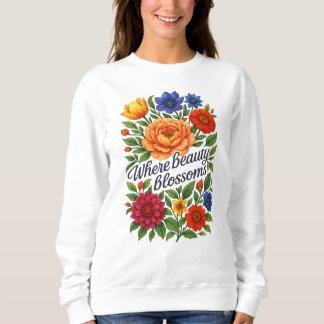 Levendige bloemenkunst sweatshirt voor vrouwen