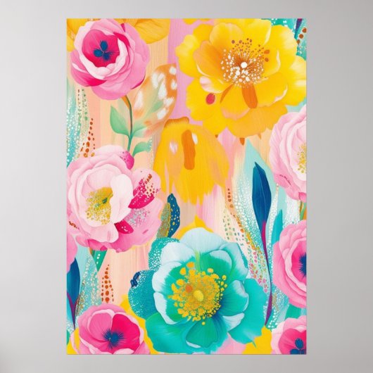Levendige bloemenkunstprint poster (Voorkant)