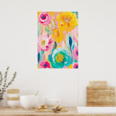 Levendige bloemenkunstprint poster (Keuken)