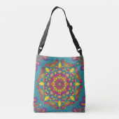 Levendige bloemenmandala crossbody tas (Achterkant)