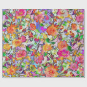 Levendige bloemenpracht cadeaupapier (Vlak)