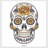 Levendige bloemenschedel sticker (Vel)